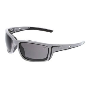 Safety Glass, Dual Lens, Series: Swagger® SR5, MAX6 Anti-Fog Lens Coating, Gray Lens, Balanced/Lightweight, Glacier Gray Frame, Polycarbonate Frame, Polycarbonate Lens, Yes UV Protection, Glacier Gray Bayonet Temple, Specifications Met: ANSI Z87+