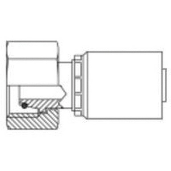 Swivel Adapter, 1-Piece Non-Skive, 1-1/2-22 Nominal, Female DIN 24 deg Heavy End Style, 27 mm Hex, 2.47 in Length, Steel