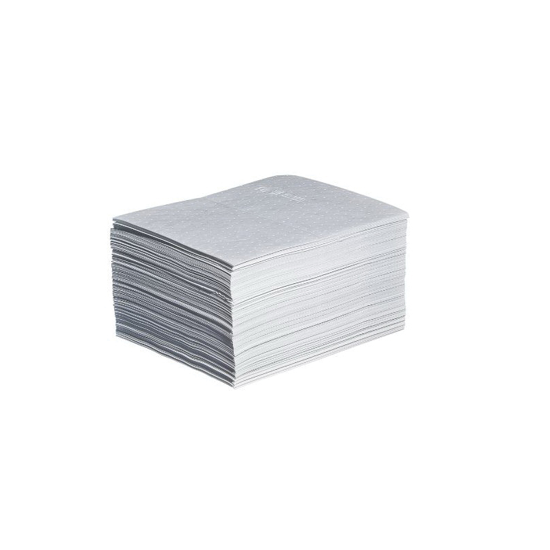 Absorbent Mat, Heavyweight, 20 in Length, 15 in Width, 28.16 oz Absorption Capacity, Fluids Absorbed: Fuels/Oil-Based Liquids, Polypropylene, White