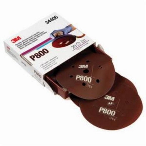 Hook and Loop Disc, Dust-Free Flexible, 6 Inch Diameter Disc, P800 Grit, Aluminum Oxide Abrasive