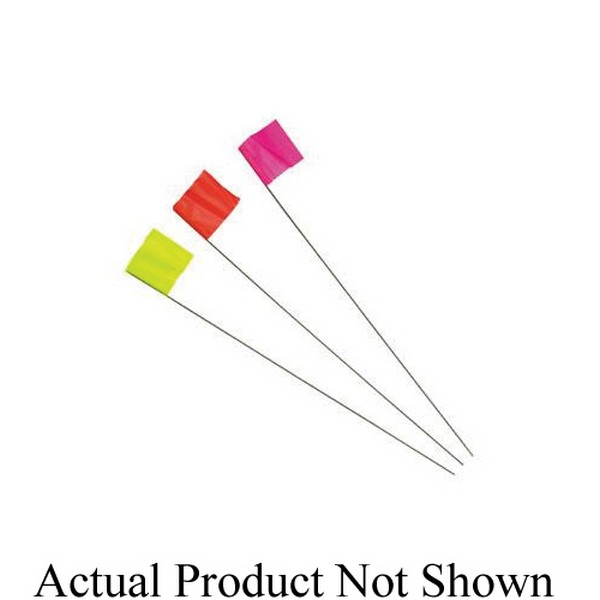 Stake Flag, 3-1/2 in Width, 2-1/2 in Height, 21 in Overall Length, Glo Orange, Vinyl