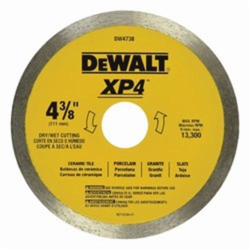 Diamond Saw Blade, Continuous Rim Extended Performance, 4-3/8 in Blade Dia, 20 mm, Dry/Wet, 8 mm Segment Height, 13300 RPM Applicable Materials: Porcelain Tile