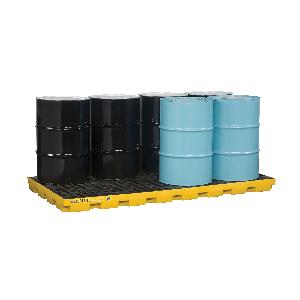 Accumulation Center, Series: EcoPolyBlend™, 8 Drums, 5-1/2 in Height, 49 in Length, 97 in Width, 98 gal Spill, 10000 lb Load, 45% Recycled Polyethylene, Yellow