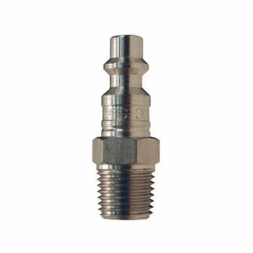 Quick Connect Plug, Industrial, Series: DF Series, 3/8-18 Nominal, Quick Disconnect Plug x Male NPTF End Style, 11/16 Inch Hex, 1.87 Inch Length, 300 psi Pressure, -40 to 250 °F, 303 Stainless Steel, 0.79 Inch Outside Diameter, Domestic
