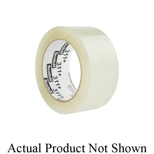 Box Sealing Tape, High Tack, Series: 311+, 100 m Length, 72 mm Width, 2.05 mil Thickness, Tan, 3 Inch Diameter Core, Acrylic Adhesive, Polypropylene Film Backing, 38 in-oz Adhesion Strength, 25 in-lb Tensile Strength