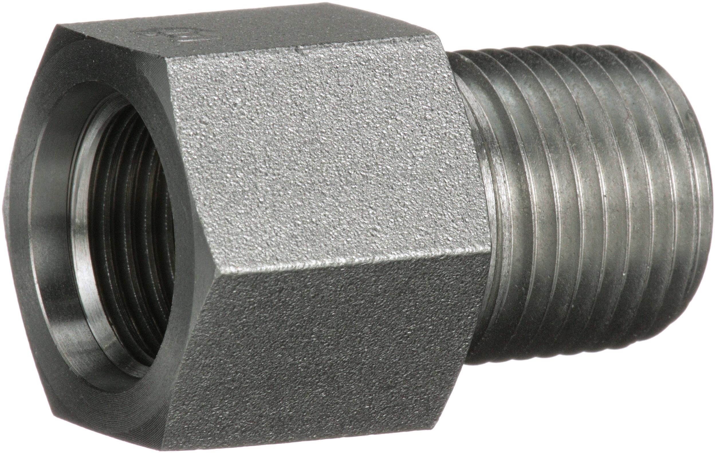 Hydraulic Adapter, Straight, Series: G60, 7/16-20 x 7/16-20 Nominal, Female O-Ring Boss x Male Pipe NPTF End Style, 6000 psi Pressure, Steel, Import