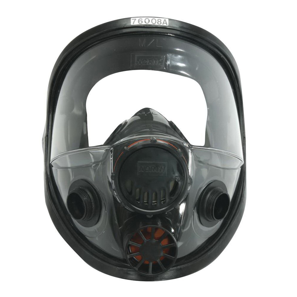 Full Face Respirator, Series: 7600, S Size, Neoprene Headstrap, 5-Point Suspension, Threaded Connection, Resists: Chemical, Gas, Particulates and Contamination, Hard Coated Polycarbonate/Neoprene/Silicone, Black