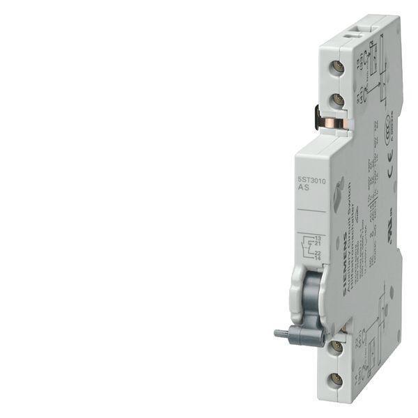 Auxiliary Switch, 400/230 VAC, 2NC ContConfiguration, For Use With: 5SL, 5SY, 5SP Miniature Circuit Breakers, 5SU1 RCBOS and 5TE8 Switches, 90 mm H x 9 mm W x 70 mm D Dimensions