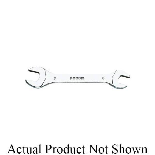 Wrench, Short Standard Stubby, Measurement System: Metric, Open End Wrench, 10 x 11 mm Wrench Opening, 3-7/8 in Overall Length, 53/64 x 29/32 in Open End Width, 1/8 in Open End Thickness, Angled/Double Head, 15˚ Head, Flat Handle, Steel, Satin