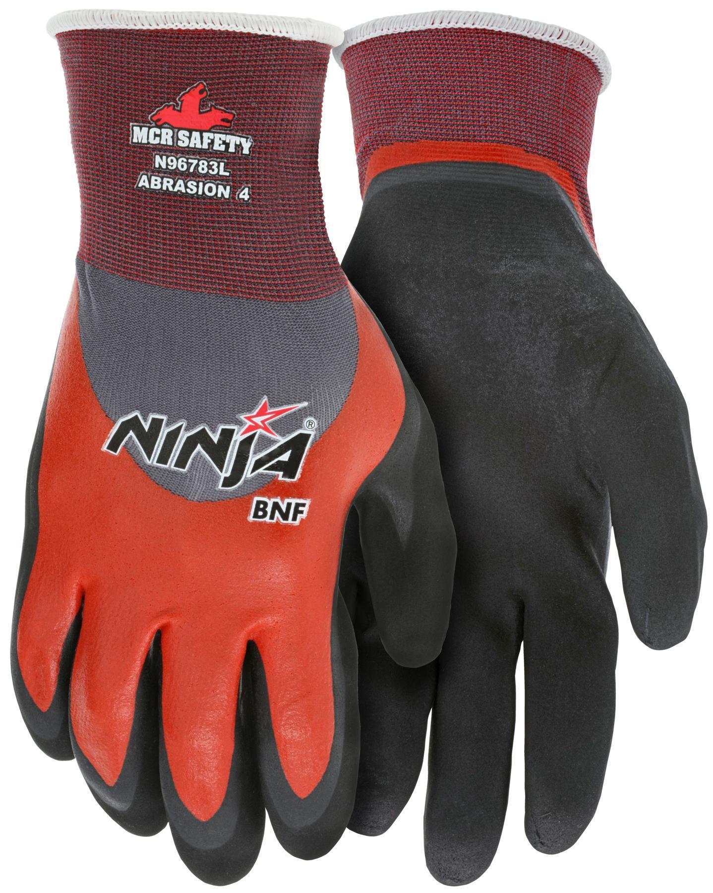 Gloves, Arm Protection, 2XL Size, Knit Wrist Cuff, Nitrile Coating, ANSI Heat Level: 3