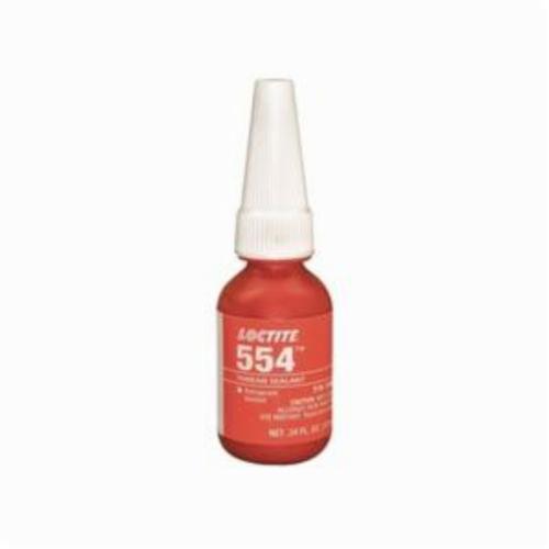 Thread Sealant, 1-Part, Series: 554™, Bottle Container, 10 mL Container, Methacrylate Ester Base, Composition: Polyglycol Dimethacrylate, Cumene Hydroperoxide, Cumene, 24 hr. Curing, Red, Characteristic Odor/Scent, -65 to 300 deg F, 1.11 Specific Gra