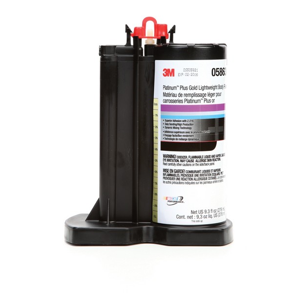 Body Filler, 2-Component 2-Part Lightweight, Series: Platinum™ Plus, 276 mL, Cartridge, Paste