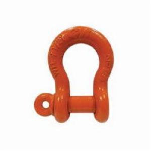 Anchor Shackle, 3.3 ton Load, 1/2 in Size, 5/8 in Pin Diameter, Screw Pin, 1-7/8 in Inner Length, 1.187 in Inner Width, 0.813 in Opening, 1-3/8 in Eye Outer, Alloy Steel Body, Alloy Steel Pin, Orange Powder Coated