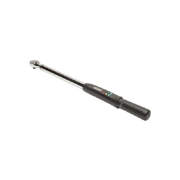 Torque Tester, Electronic Standard, 1/2 in Drive, 12.5 to 250 ft-lb Torque, Ratcheting Head, 25-19/32 in Overall Length, CW/CCW Rotation, +/-2%, +/-3% Accuracy, Setting: Follow Mode/Peak, Digital Display, Audible/Visual Indicator, (2) AA Batteries Po