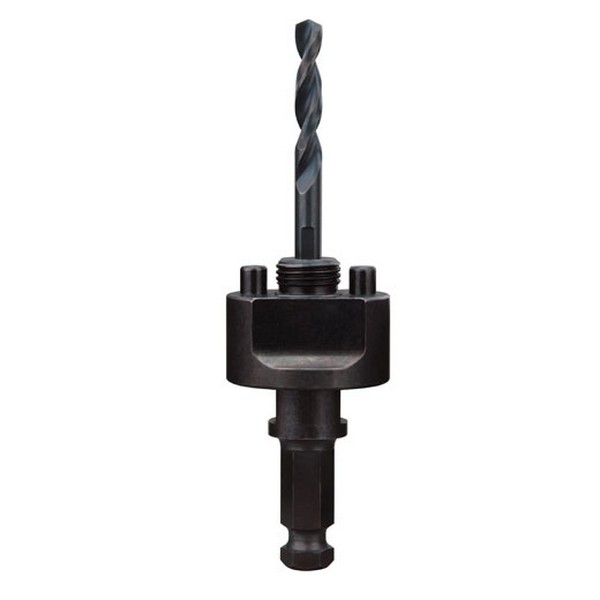 Hole Saw Arbor, Large Thread Quick-Change Universal, 5/8-18 Arbor, Hex Shank, 7/16 in Shank, Hardened Steel Cutting Edge, Steel