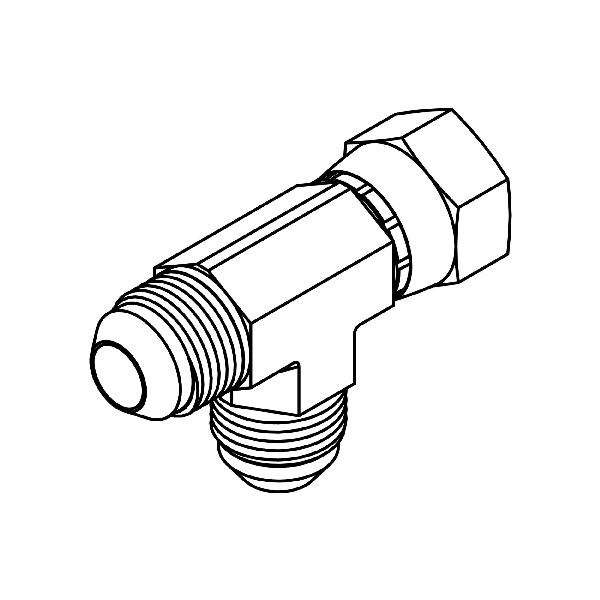 JIC Run Tee, Series: 6602, 2-1/2-12 Nominal, 37 deg Male JIC Flare x 37 °Female JIC Flare Swivel x 37 deg Male JIC Flare, Stainless Steel, Import