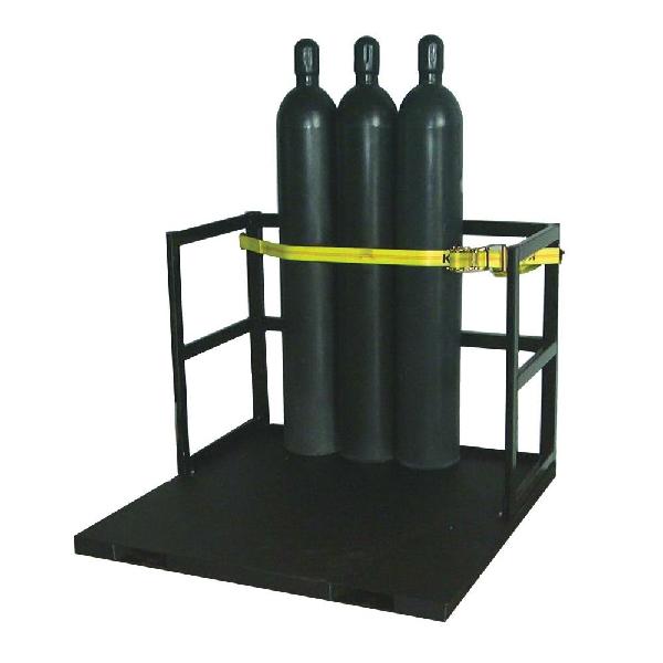 Gas Cylinder Forklift Pallet, End Loaded, 21 Cylinder, 6000 lb Load, 9 in Diameter Cylinder, 38 in Height, 48 in Width, 48 in Depth, Steel