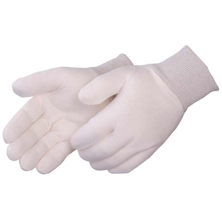 General Purpose Work Glove, White, Reversible Cut Style, Cotton/Polyester Lining, Knit Wrist Cuff