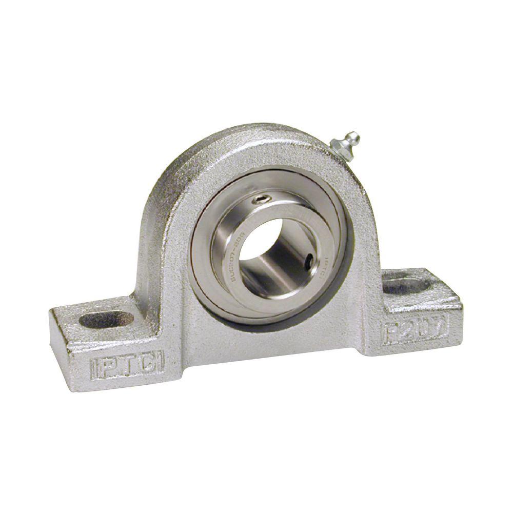 Pillow Block, Standard Duty, Series: SUCNPPL, 1.25 in Bore, 161 mm Overall Length, 45 mm Overall Width, 140 mm Overall Height, Ball Bearing Mounting, Set Screw Locking Device, Dual Seal, Stainless Steel, Nickel Plated