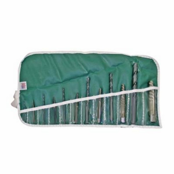 Drill and Screw Extractor Set, Series: 1820, 12 Piece, Specifications: Tapered Spiral Flute, HSS, Bright