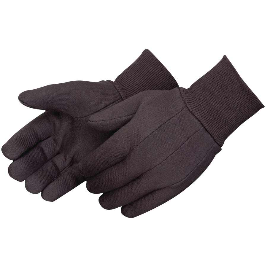 General Purpose Work Glove, Brown, Straight Thumb Style, Cotton/Polyester Lining, Knit Wrist Cuff