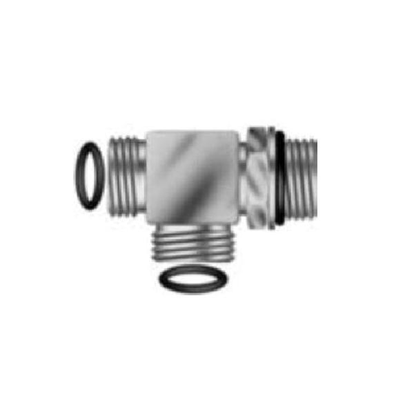 Hydraulic Flange Tee, SAE to SAE, Series: G60, 11/16-16 x 9/16-18 x 11/16-16 Nominal, Male Flat-Face O-Ring x Male O-Ring Boss x Male Flat-Face O-Ring End Style, 6000 PSI Pressure, Steel