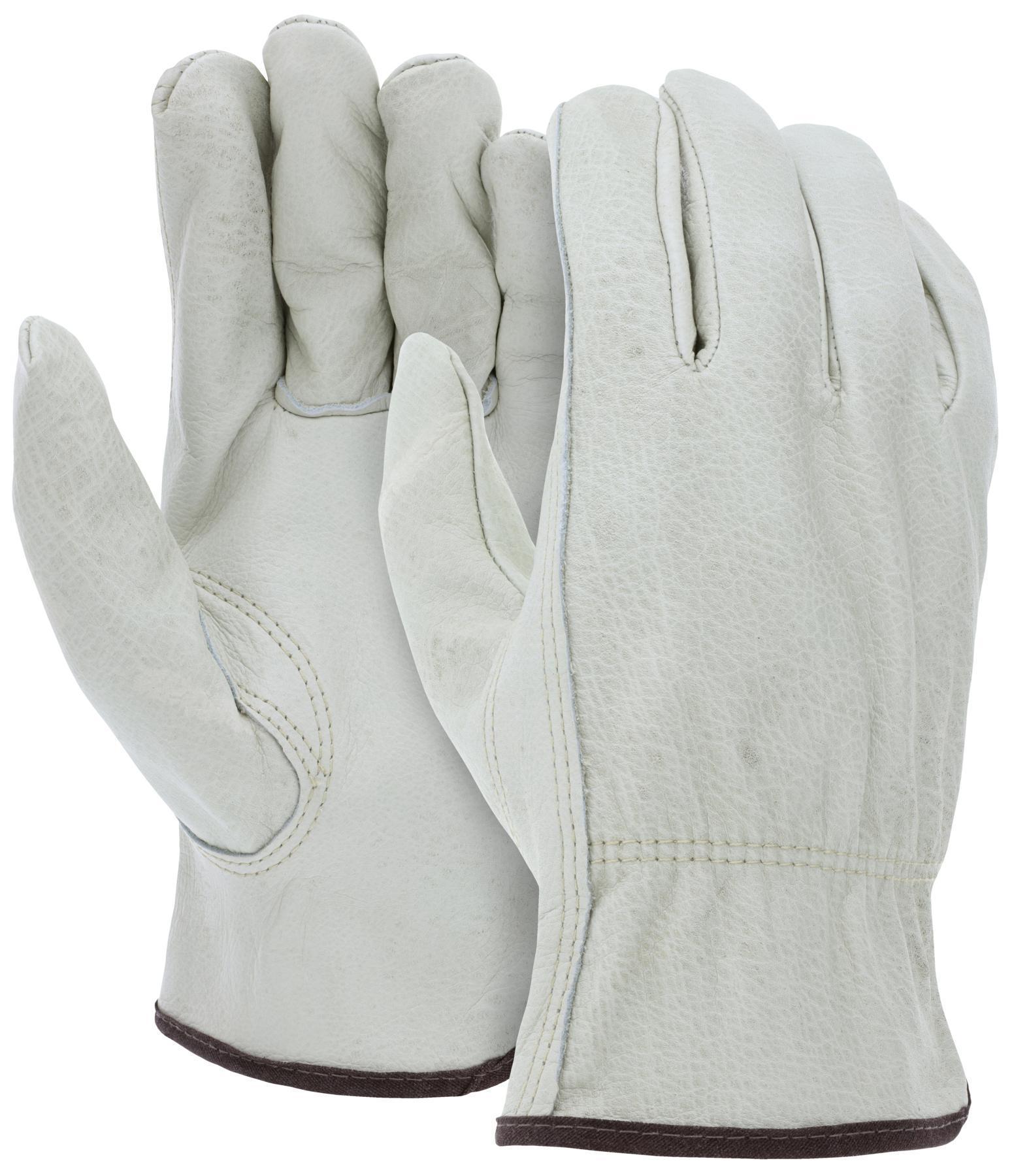 General Purpose Gloves, Driver Glove, 2XL Size, Grain Leather Palm, Beige, Slip-On Cuff, Resists: Abrasion/Puncture