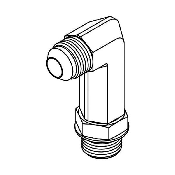 Elbow, Extra Long, Series: 6801-LL, 7/16-20 Nominal, 37 deg Male JIC x Male O-Ring End Style, 90 deg Angle, 1.73 in Length, Steel, Trivalent Chromate Plated, Silver