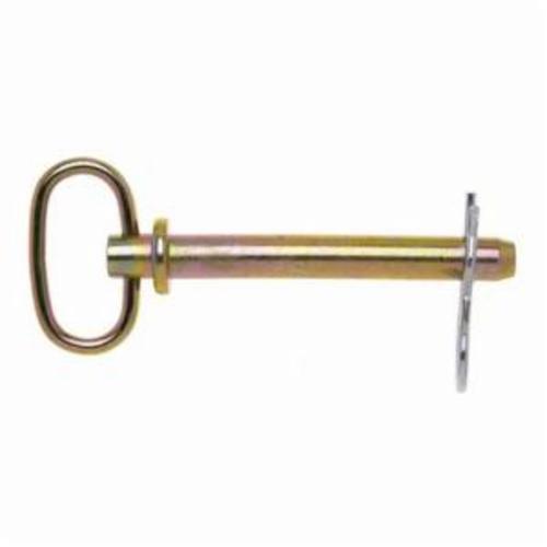 Hitch Pin, 1 in Dia, 6-3/4 in Usable Length, Forged Steel, Zinc Plated with Yellow Chromate, 5 Grade