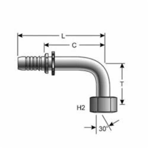 Hydraulic 90° Elbow, 5/8 Inch Hose ID, 30 mm Hex Nut, 4.7 Inch Length, Steel