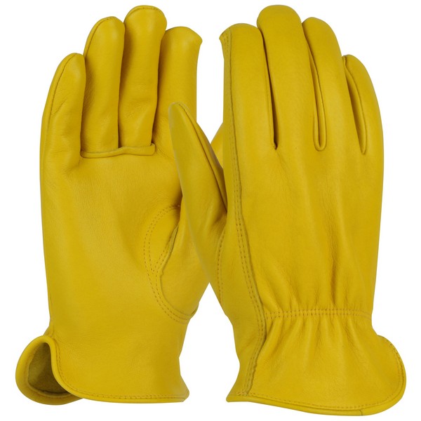 General Purpose Gloves, Unisex, Series: 9920K, Drivers/Work Glove Type, M, Premium Grain Deerskin Leather Palm, Premium Grain Deerskin Leather, Yellow, Gunn Cut/Keystone Thumb, Unlined, Uncoated, Shirred Elastic Wrist Closure, 9 in Length