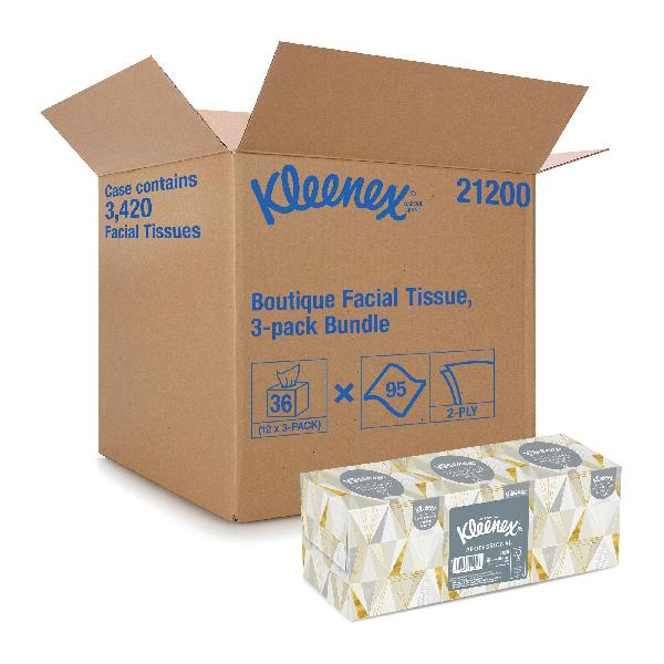 Facial Tissue, Series: Boutique*, 8.2 in Width, 8.4 in Length, White, Unscented, Floral Box, 2 Ply
