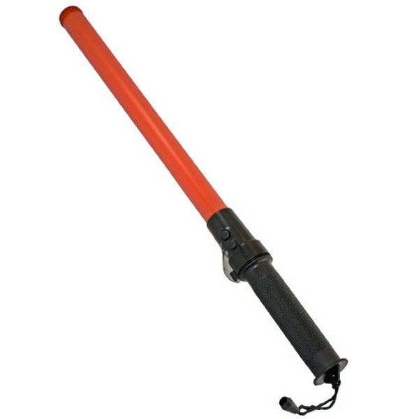 Flash Baton, Flashing/Steady-On, LED Bulb, Black/Red, PVC Housing, 22 in H x 1.2 in W