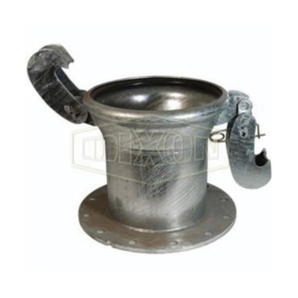 Female Quick Connect Coupler, Type A Industrial, Coupling Fitting/Connector, 10 Inch Nominal, Quick Connect Coupler x Flange End Style, Steel, Hot Dipped Galvanized, Domestic