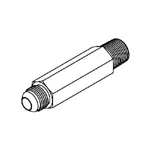Adapter, Extra Long Straight, Series: 2404-LL, 1-1/16-12 x 3/4-14 Nominal, 37 deg Male JIC x MNPT End Style, 5 in Length, Steel, Trivalent Chromate Plated, Silver