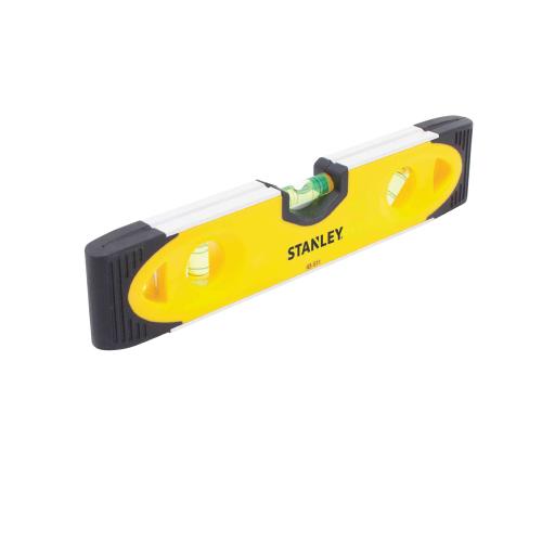 Torpedo Level, Magnetic Shock Resistant, 9 in Length, 2.8 in Width, 0.8 in Height, 3 Vials, Vial Positions: (1) Level/(2) Plumb, Top Read Vial, Aluminum, Black/Yellow