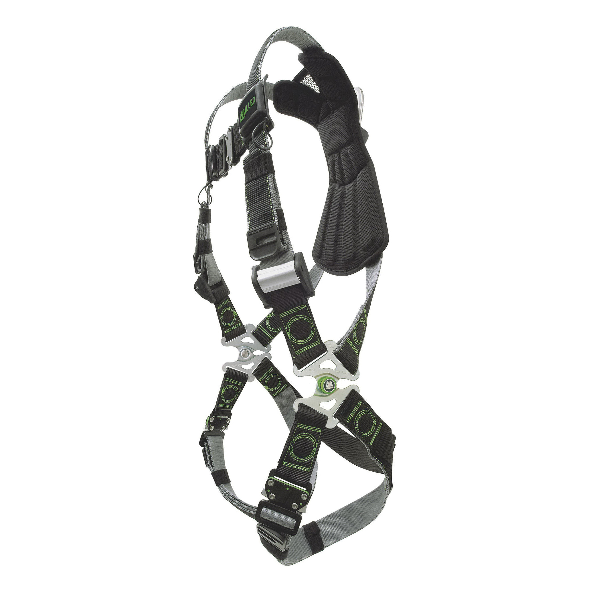 Harness, Series: Revolution™, Universal Size, 400 lb Load, 7000 lb Tensile Strength, Quick-Connect Leg Strap Buckle, Cam Shoulder Strap Buckle, DualTech® Strap, Full Body Style, Steel Hardware, Black