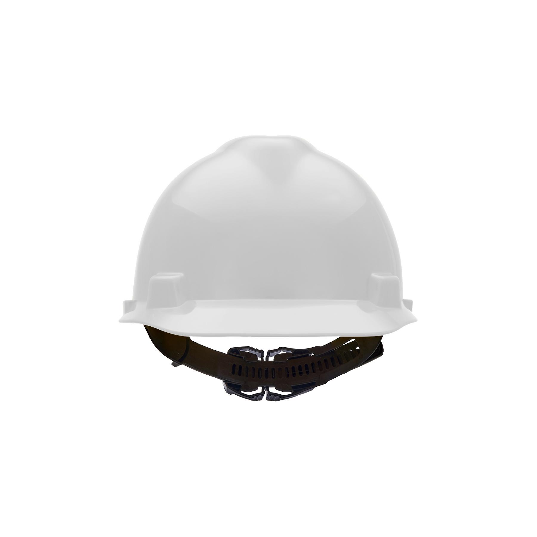 Hard Hat, Front Brim, Standard Size, Fits Minimum Hat Size: 6-1/2, Fits Maximum Hat Size: 8, White, Polyethylene, 1-Touch® Adjustment Suspension, ANSI Electrical Class Rating: Class E, ANSI Impact Rating: Type I, Slotted: Yes