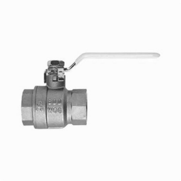 Ball Valve, Lead Free, 1/4 Inch Nominal, FNPT, 600 psi WOG, 150 psi WSP, -22 to 302 °F, Full Port, Media: Cold Water, Oil, Gas and Saturated Steam, Lead Free Brass Ball, Brass Body, Brass Stem/PTFE Ball Seat Trim, PTFE Stem Padding/Seal, 1.732 Inch Height x 1.756 Inch Width, Import
