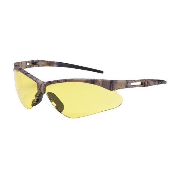 Safety Glasses, Dual, Series: Anser™ 250-AN, Unisex, Universal, Anti-Scratch Lens Coating, Amber Lens, Semi-Rimless Frame, Camouflage Frame, Polycarbonate Frame, Polycarbonate Lens, 99.99% UV Protection, Bayonet Temple
