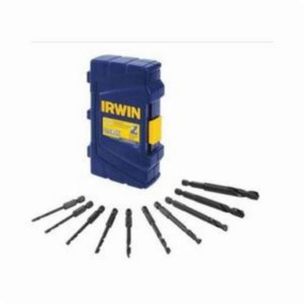 Impact Drill Set, Imperial System of Measurement, 1/8 in Minimum Drill Bit Size, 3/8 in Maximum Drill Bit Size, 135 deg Drill Point Angle, 10 Piece, HSS, Black Oxide