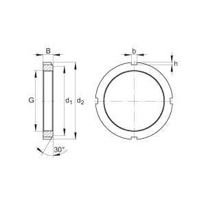 Lock Nut, Series: KM Series, 110 mm Outside Diameter, 102 mm Diameter Face, M85 x 2 Thread, 16 mm Width, Steel