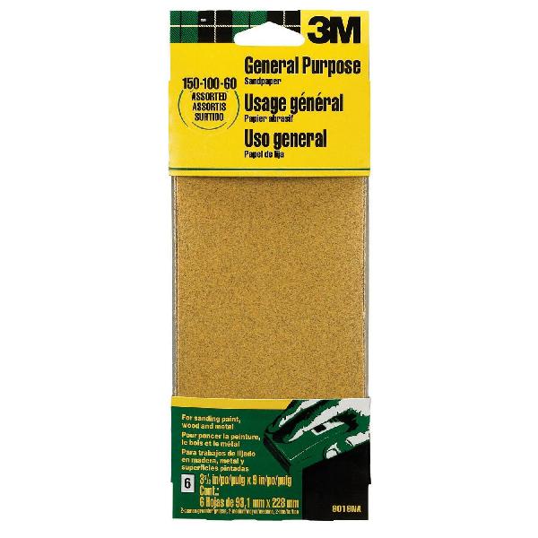 General Purpose Sanding Sheets, 7.125 Inch Length, 5 Inch Width, Assorted Grit