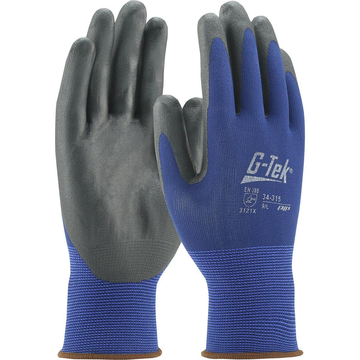 Gloves, Series: 34-315, 2XL Size, Blue, Polyester Lining, Knit Wrist Cuff, Nitrile Coating, Palm and Fingers Coating Coverage, Resists: Chemical/Water/Ultraviolet Light