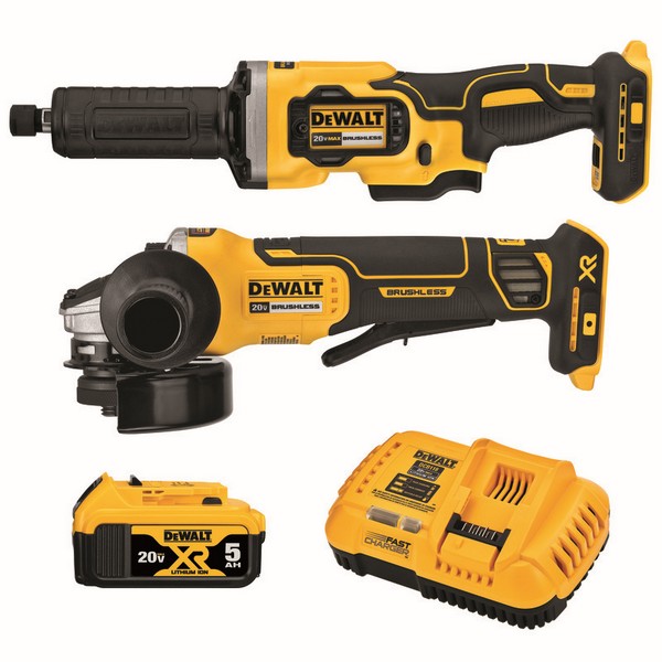 Combination Kit, Cordless, Tool/Kit: Kit, Small Angle Grinder, Die Grinder, 20 V, 5 Ah Battery, 2 Piece