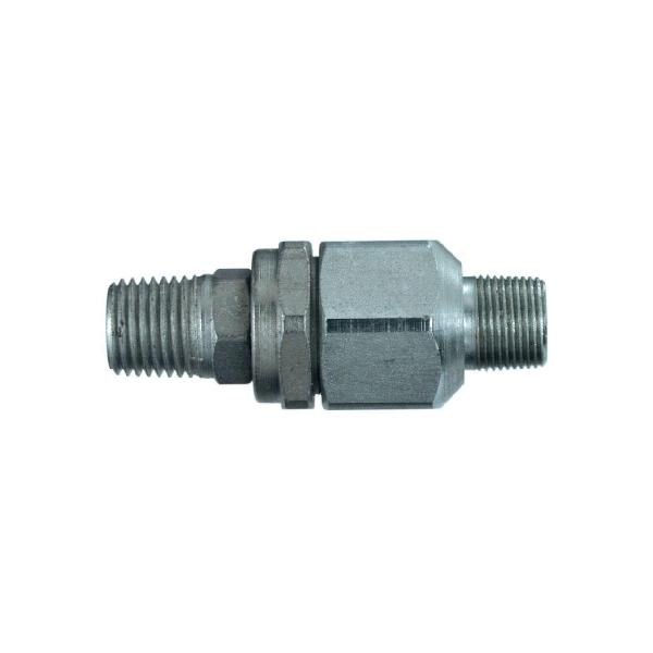 Hydraulic Swivel Adapter, 1/4 Inch NPT Thread, 1/4 Inch NPT Thread, Straight, Steel