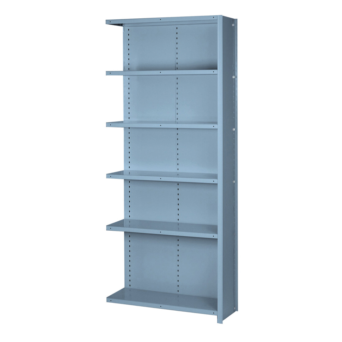 Closed Shelving, Add-On Extra Heavy Duty, Series: 8000, 6 Shelves, 36 in Width, 24 in Depth, 84 in Height, 18 ga Gauge Thickness, 1150 lb Shelf, 1-1/2 in Center Shelf Adjustment, Steel, Dove Gray