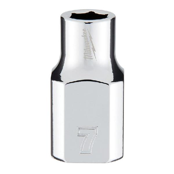 Socket, Measurement System: Metric, 3/8 in Drive, Standard Socket, 7 mm Socket, 6 Points, Steel, Polished Chrome