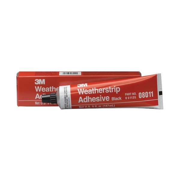 Weatherstrip Adhesive, Fast Drying Flexible Waterproof, Tube Container, 5 oz Container, Synthetic Elastomer Base