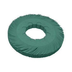 Bristle Disc Brush, 8 in Diameter Brush, 1 in Face Width, 50 Grit, Coarse Grade, Ceramic Fill, 6000 RPM Maximum, Green Brush Color